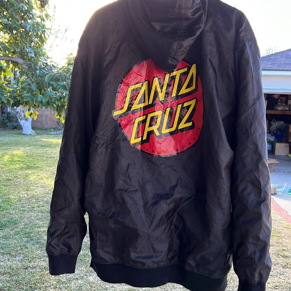Santa Cruz Classic Dot Black Hooded Windbreaker Jacket